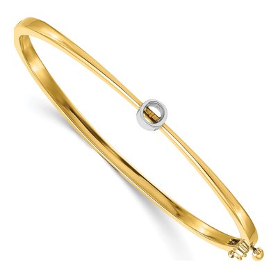 14K Two-Tone Gold 1/4 ct tw Diamond Hinged Bangle Bracelet Mounting