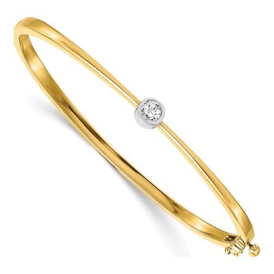 14K Two-Tone Gold 1/4 ct tw Lab-Grown Diamond Bangle Bracelet