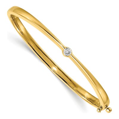 14K Yellow Gold 1/4 ct tw Diamond Hinged Bangle Bracelet