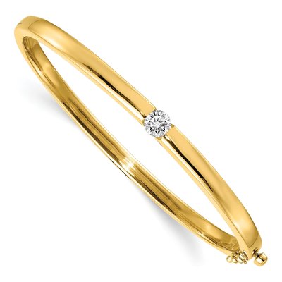 14K Yellow Gold 1/2 ct tw Diamond Hinged Bangle Bracelet