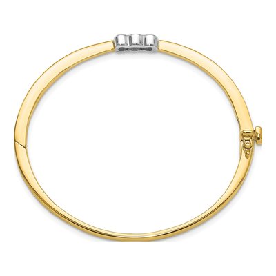 14K Two-Tone Gold 1/2 ct tw Diamond Hinged Oval Bangle Bangle Mounting – view 3