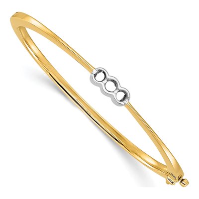 14K Two-Tone Gold 1/2 ct tw Diamond Hinged Oval Bangle Bangle Mounting
