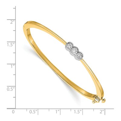14K Two-Tone Gold 1/2 ct tw Diamond 3-Stone Oval Bangle Bracelet – view 2