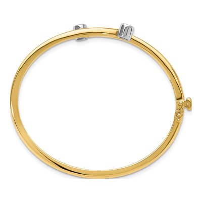 14K Two-Tone Gold Hinged Oval Bangle Bangle Mounting – view 3