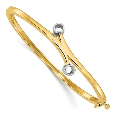 14K Two-Tone Gold Hinged Oval Bangle Bangle Mounting