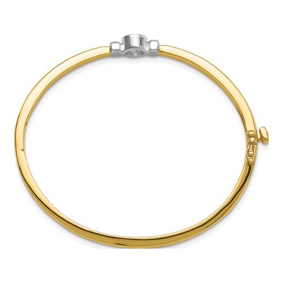 14K Two-Tone Gold 1/2 ct tw Diamond Hinged Oval Bangle Bangle Mounting – view 3