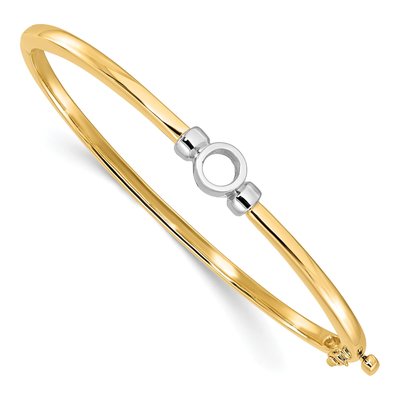 14K Two-Tone Gold 1/2 ct tw Diamond Hinged Oval Bangle Bangle Mounting