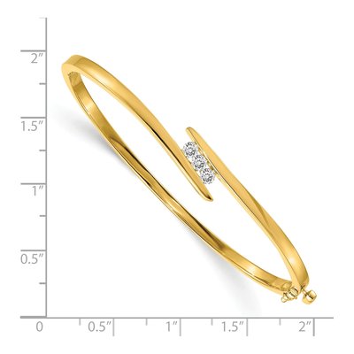 14K Yellow Gold 1/3 ct tw Diamond 3-Stone Bangle Bracelet – view 2