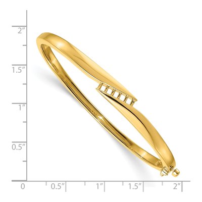 14K Yellow Gold 1/3 ct tw Diamond Hinged Oval Bangle Bangle Mounting – view 3