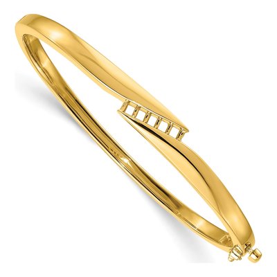14K Yellow Gold 1/3 ct tw Diamond Hinged Oval Bangle Bangle Mounting