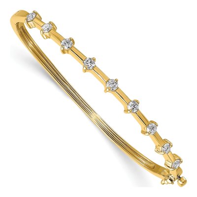 14K Yellow Gold 7/8 ct tw Diamond Hinged Oval Bangle Bracelet