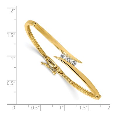 14K Yellow Gold 1/4 ct tw Diamond 3-Stone Hinged Bangle Bracelet – view 2