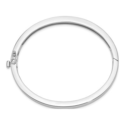 14K White Gold Hinged Oval Bangle Bracelet – view 3