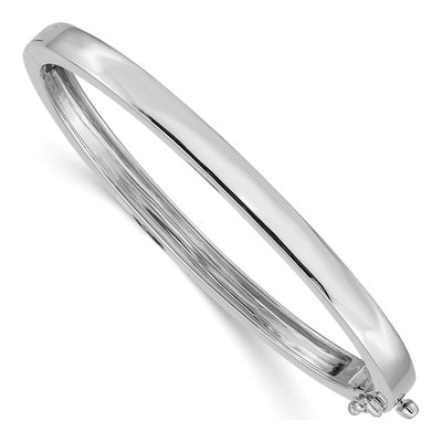 14K White Gold Hinged Oval Bangle Bracelet