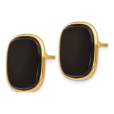 14K Yellow Gold Onyx Stud Earrings – view 3