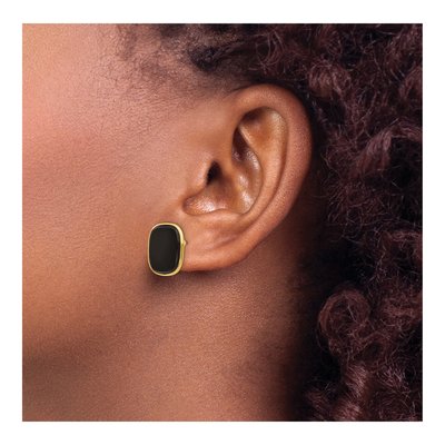 14K Yellow Gold Onyx Stud Earrings – view 4