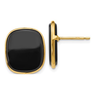 14K Yellow Gold Onyx Stud Earrings