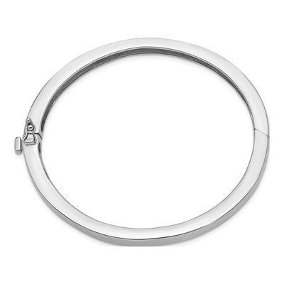 14K White Gold Hinged Oval Bangle Bracelet – view 3