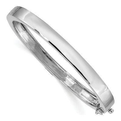 14K White Gold Hinged Oval Bangle Bracelet