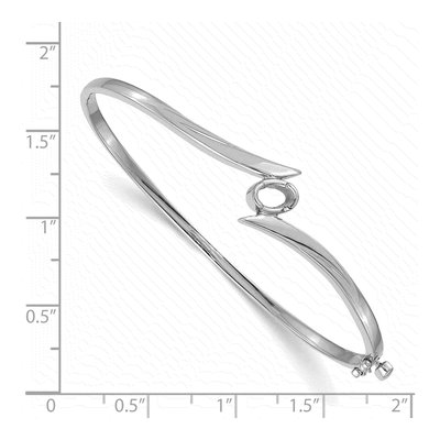 14K White Gold Oval Bangle Bracelet Mounting – view 2