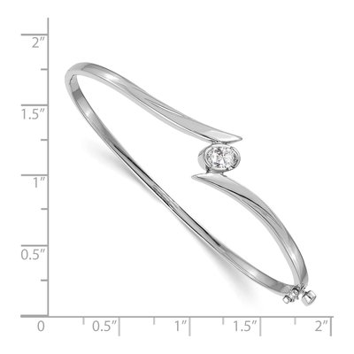 14K White Gold 3/8 ct tw Diamond Hinged Oval Bangle Bracelet – view 2