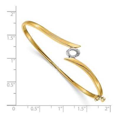 14K Two-Tone Gold Hinged Bangle Bracelet Mounting – view 2