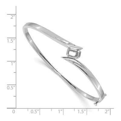 14K White Gold Emerald-Cut Bangle Bracelet Mounting – view 2