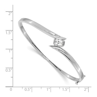 14K White Gold 3/4 ct tw Diamond Emerald-Cut Bangle Bracelet – view 2