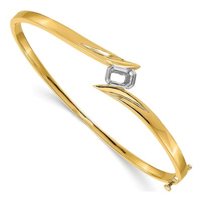 14K Two-Tone Gold Hinged Bangle Bracelet Mounting
