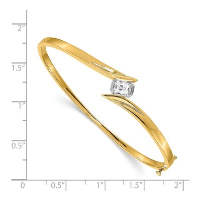 14K Two-Tone Gold 3/4 ct tw Diamond Oval Bangle Bracelet – view 2