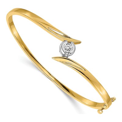 14K Two-Tone Gold 1/4 ct tw Diamond Hinged Bangle Bangle Mounting