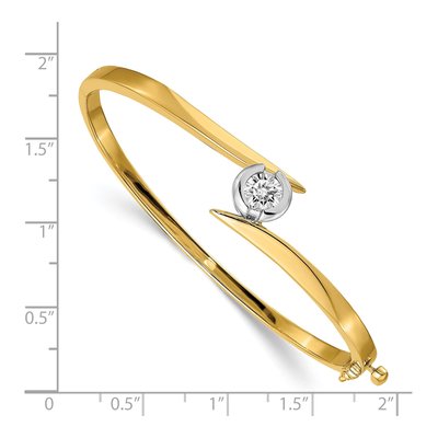 14K Two-Tone Gold Hinged Oval Bangle Bangle Mounting – view 3