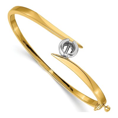14K Two-Tone Gold Hinged Oval Bangle Bangle Mounting – view 4