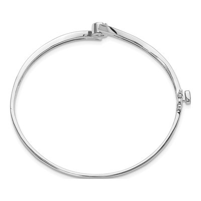 14K White Gold 1/4 ct tw Diamond Hinged Oval Bangle Bangle Mounting – view 2