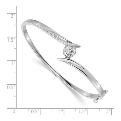 14K White Gold 1/4 ct tw Diamond Hinged Oval Bangle Bracelet – view 2