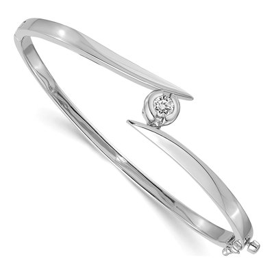 14K White Gold 1/2 ct tw Diamond Hinged Bangle Bracelet