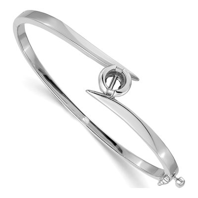 14K White Gold Hinged Oval Bangle Bangle Mounting – view 4