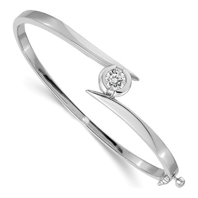 14K White Gold Hinged Oval Bangle Bangle Mounting