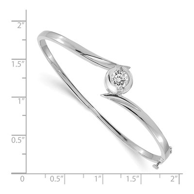 14K White Gold Round Hinged Bangle Bangle Mounting – view 2