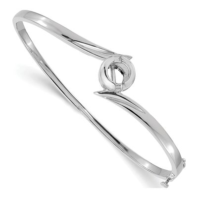 14K White Gold Round Hinged Bangle Bangle Mounting – view 3