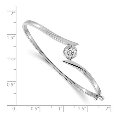 14K White Gold Hinged Oval Bangle Bangle Mounting – view 2