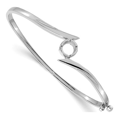 14K White Gold Hinged Oval Bangle Bangle Mounting – view 3