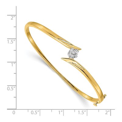 14K Two-Tone Gold 1/4 ct tw Diamond Hinged Oval Bangle Bracelet – view 2