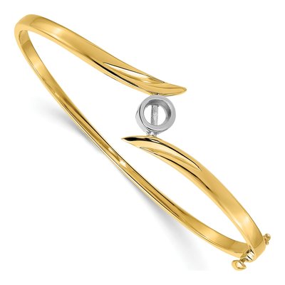 14K Two-Tone Gold Hinged Oval Bangle Bangle Mounting