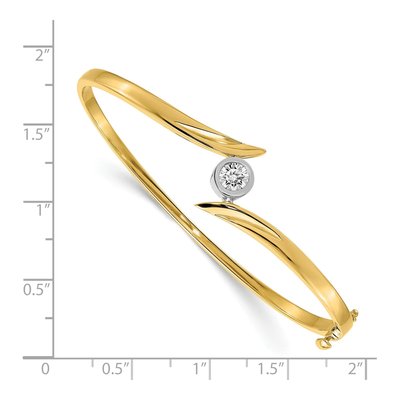 14K Two-Tone Gold 1/2 ct tw Diamond Hinged Oval Bangle Bracelet – view 2