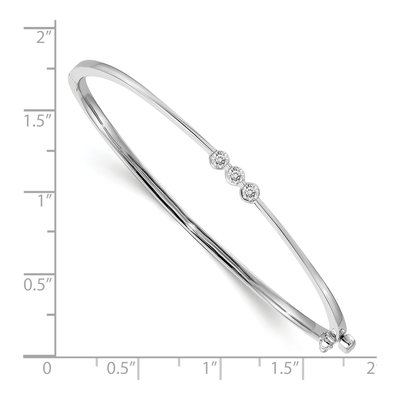 14K White Gold 1/5 ct tw Diamond 3-Stone Hinged Bangle Bracelet – view 2