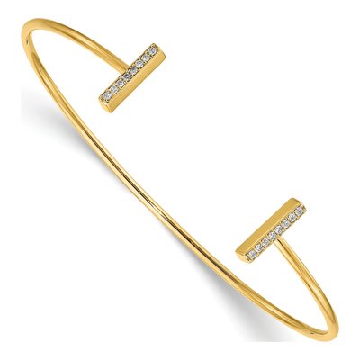 14K Yellow Gold 1/6 ct tw Diamond Bar Cuff Bracelet