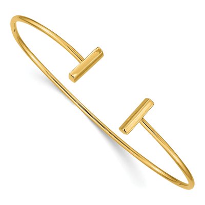 14K Yellow Gold Flexible Bar Cuff Bracelet