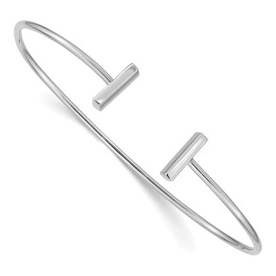 14K White Gold Flexible Bar Cuff Bracelet