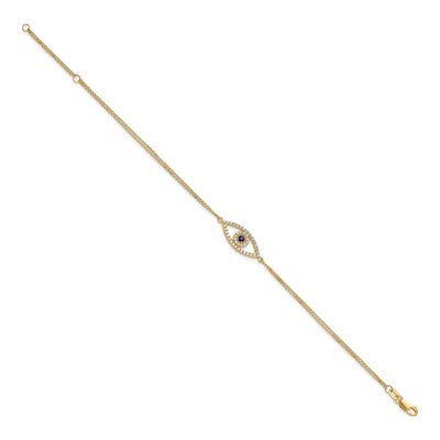 14K Yellow Gold 1/6 ct tw Sapphire & Diamond Evil Eye Bracelet – view 3